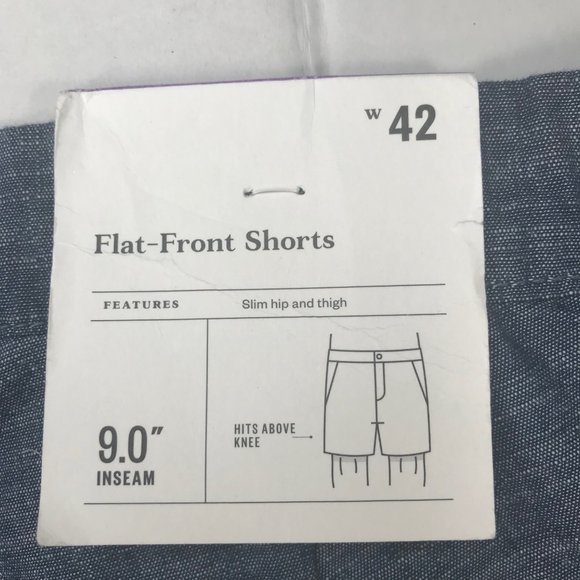 Goodfellow And Co Men's 9 Inch Inseam 42 Flat Front Shorts Blue New With Tags - Picture 5 of 14